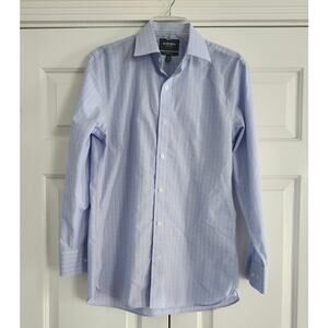 Bonobos Long Sleeve Blue checkered wrinkle-free slim fit dress Shirt sz 15.5 33